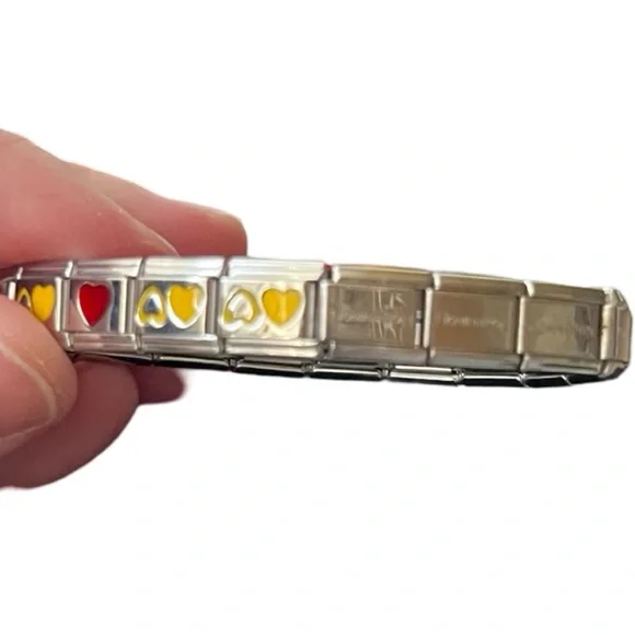 NOMINATION & CASA D’ORO Italian Stainless Steel Hearts Link Charm Bracelet Italy - Picture 6 of 7